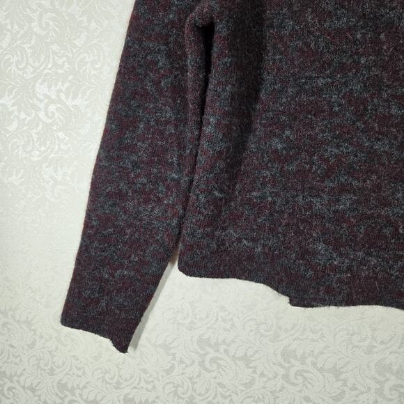 Carole Little Cardigan sz XL Burgandy Gray Heather Chunky One Button - Picture 6 of 13